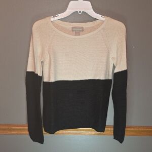 Banana Republic Black and Cream Color Block Sweater